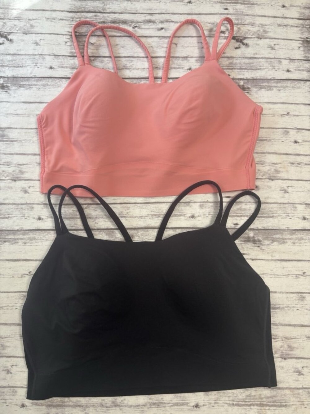 Lot Of (2) SOMA Pure Black Pink Longline Yoga Sport Bra Light Support Wireless M
